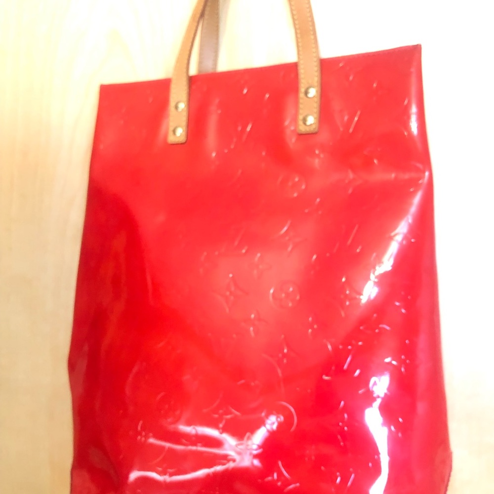 Authentic Louis Vuitton Red Verni Catalina Leather Tote
